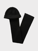 Loro Piana Loro Piana Scarves, Black, Engadin Cashmere Knitted Hat Scarf In Black
