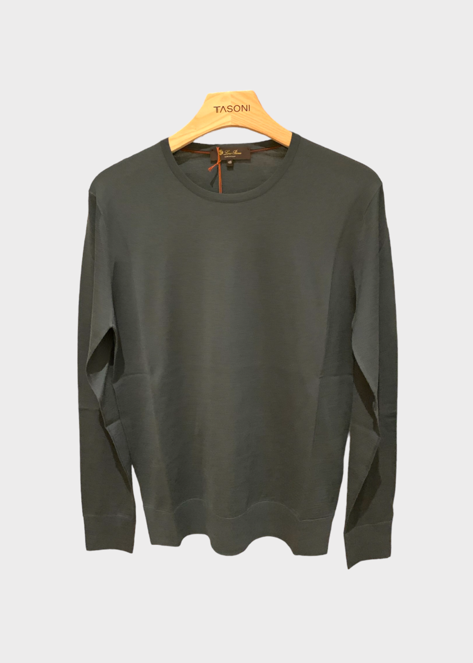 Loro Piana Loro Piana Sweater, Green, Virgin Wool Crew Neck Knitwear in Deep Everglade