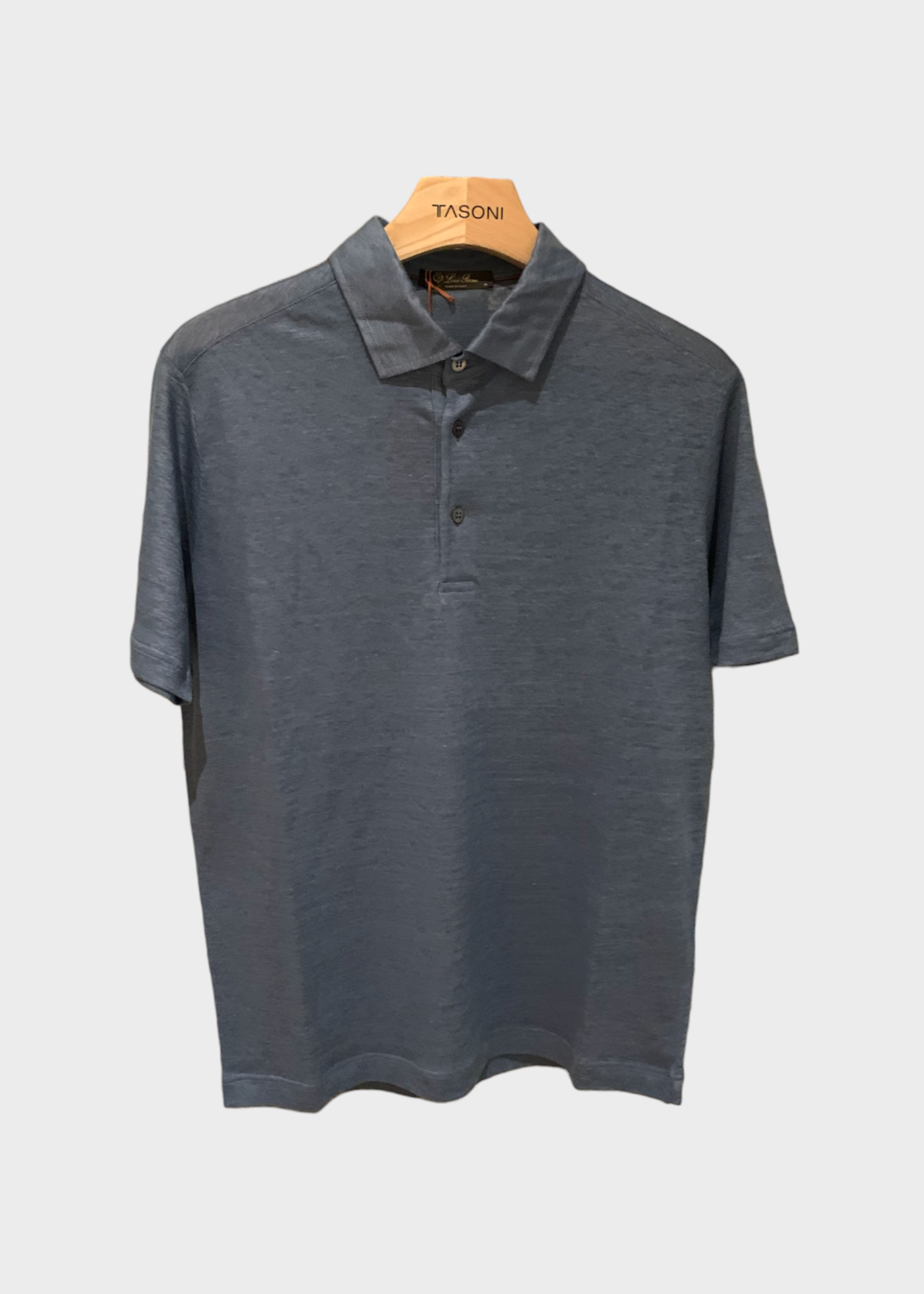 Loro Piana Loro Piana Polo, Blue, Knitted Linen Collared Button Up Polo T-Shirt In Soap Azure