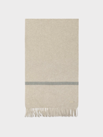 Loro Piana Loro Piana Scarf, Beige, Twelve Cashmere Scarf in Fog Melange w/ Stripe & Fringes