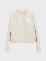 Courreges Courreges Jacket, White, Iconic Vinyl Biker Crew Neck Button Up Jacket