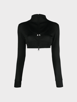 Courreges Courreges Jacket, Black, Maxi Rib Tracksuit High Neck Zip Up Cropped Jacket