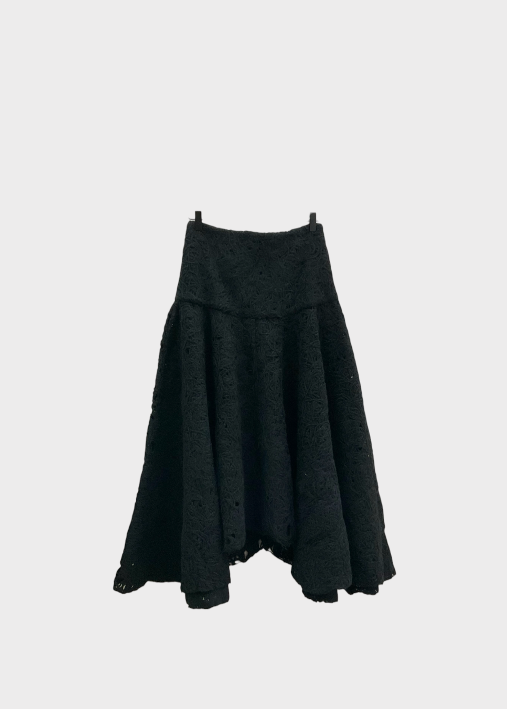 Vitelli Vitelli Skirt, Black, Wool Mix Asymmetric Ankle-Length Flared Skirt in Black