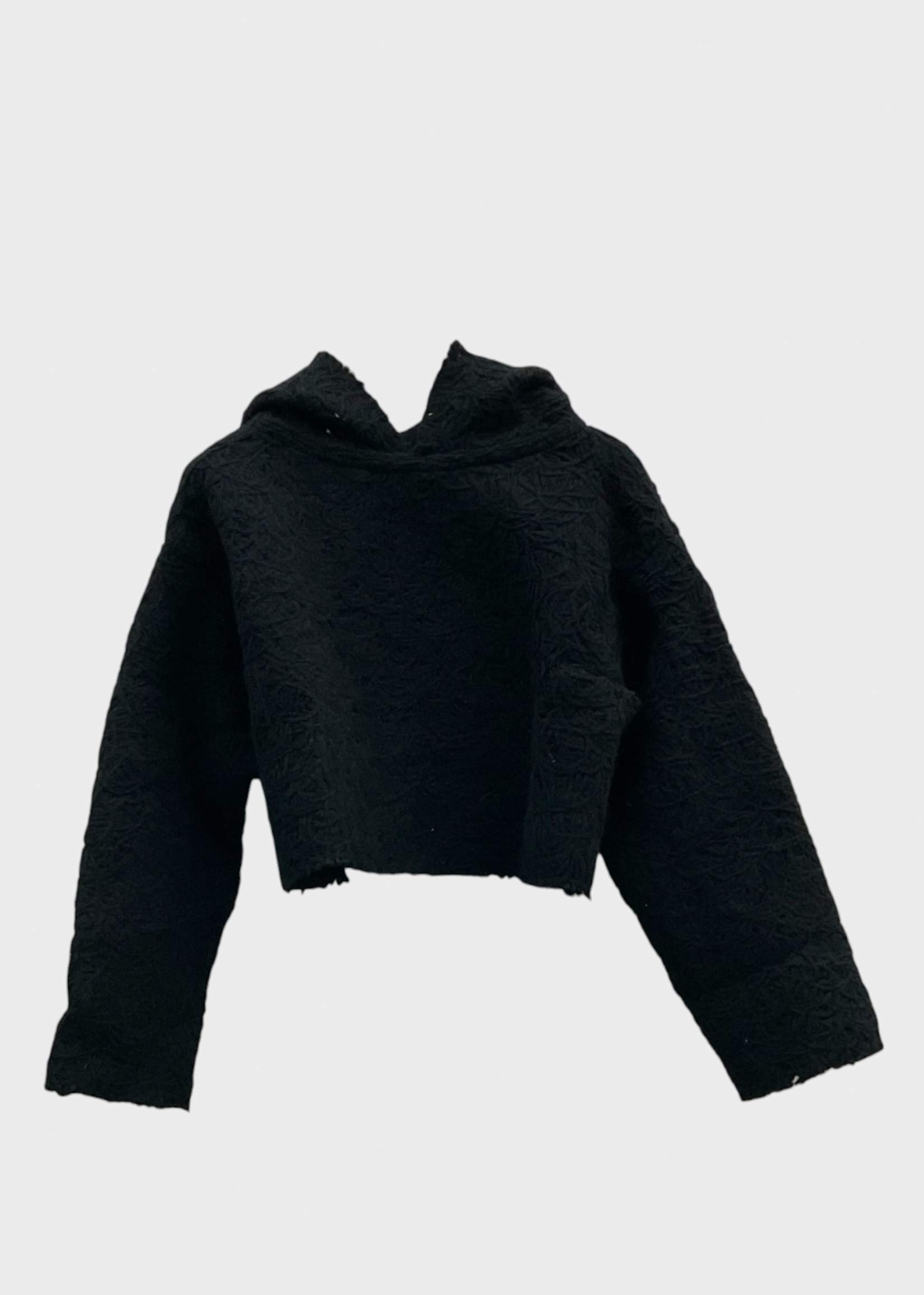 Vitelli Vitelli Knitwear, Black, Monster Cotton & Wool Mix Hoodie in Black