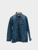 Khaite Khaite Jacket, Blue, Ross Rigid Cotton Collared Button Up Long Denim Jacket In Archer