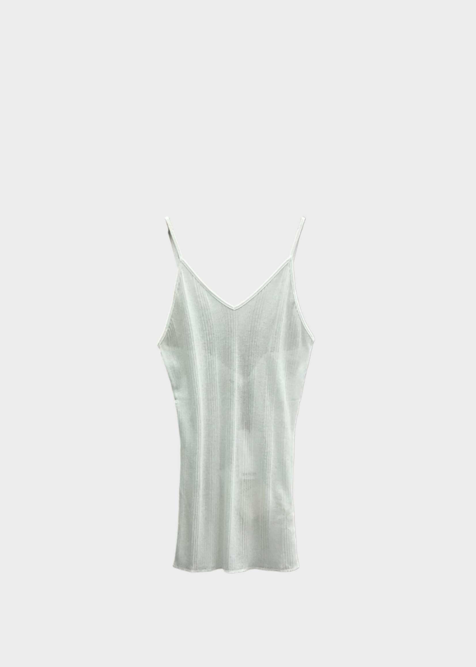 Khaite Khaite Top, White, Mona Cotton V-Neck Sleeveless Ribbed Top In Cream