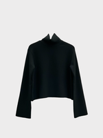 Khaite Khaite Knitwear, Black, Sree Wool Mix Stand Collar Knitted Pullover w/ Bell Sleeves