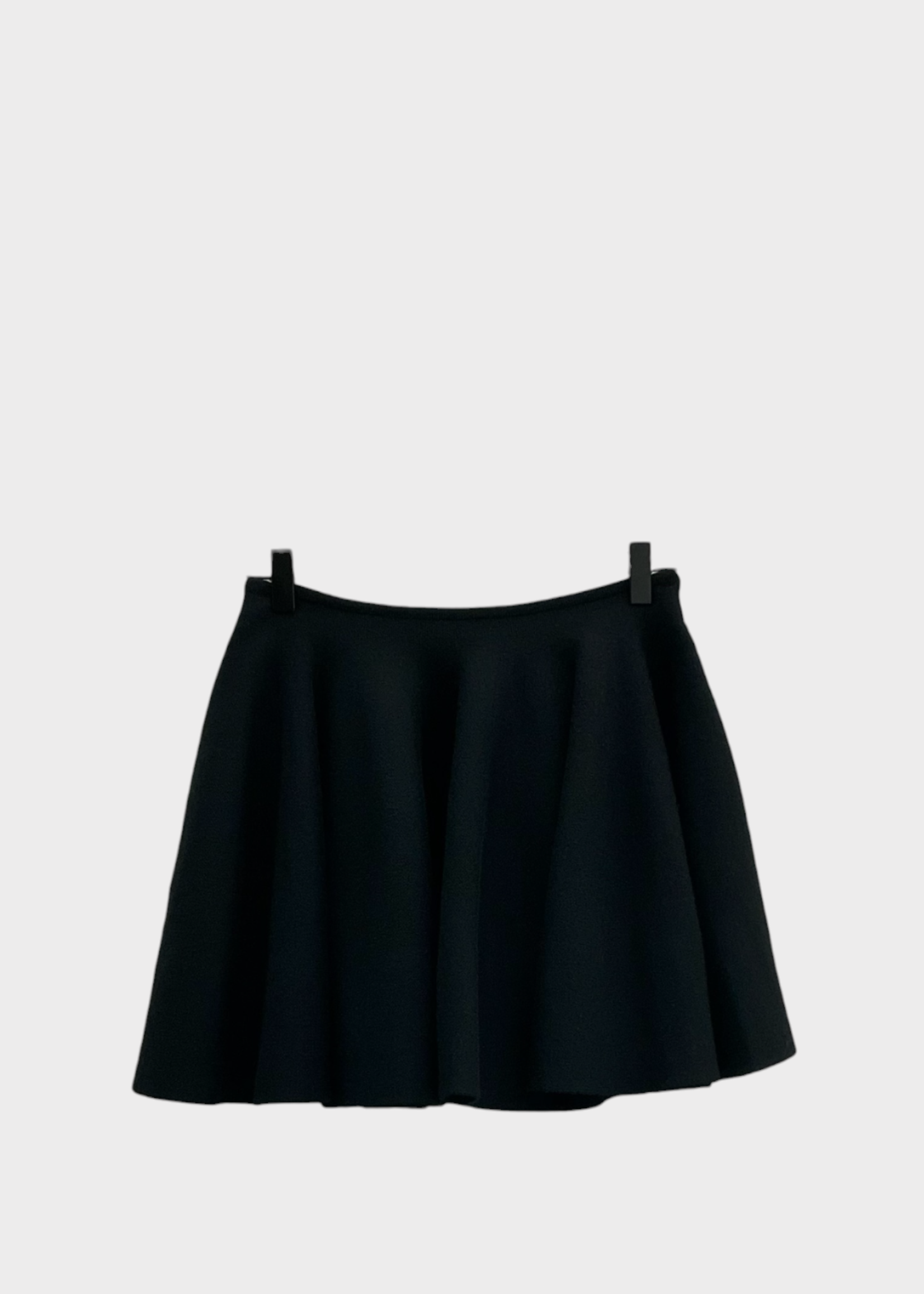 Khaite Khaite Skirt, Black, Ulli Skirt Merino Wool High Waisted Circle Mini Skirt