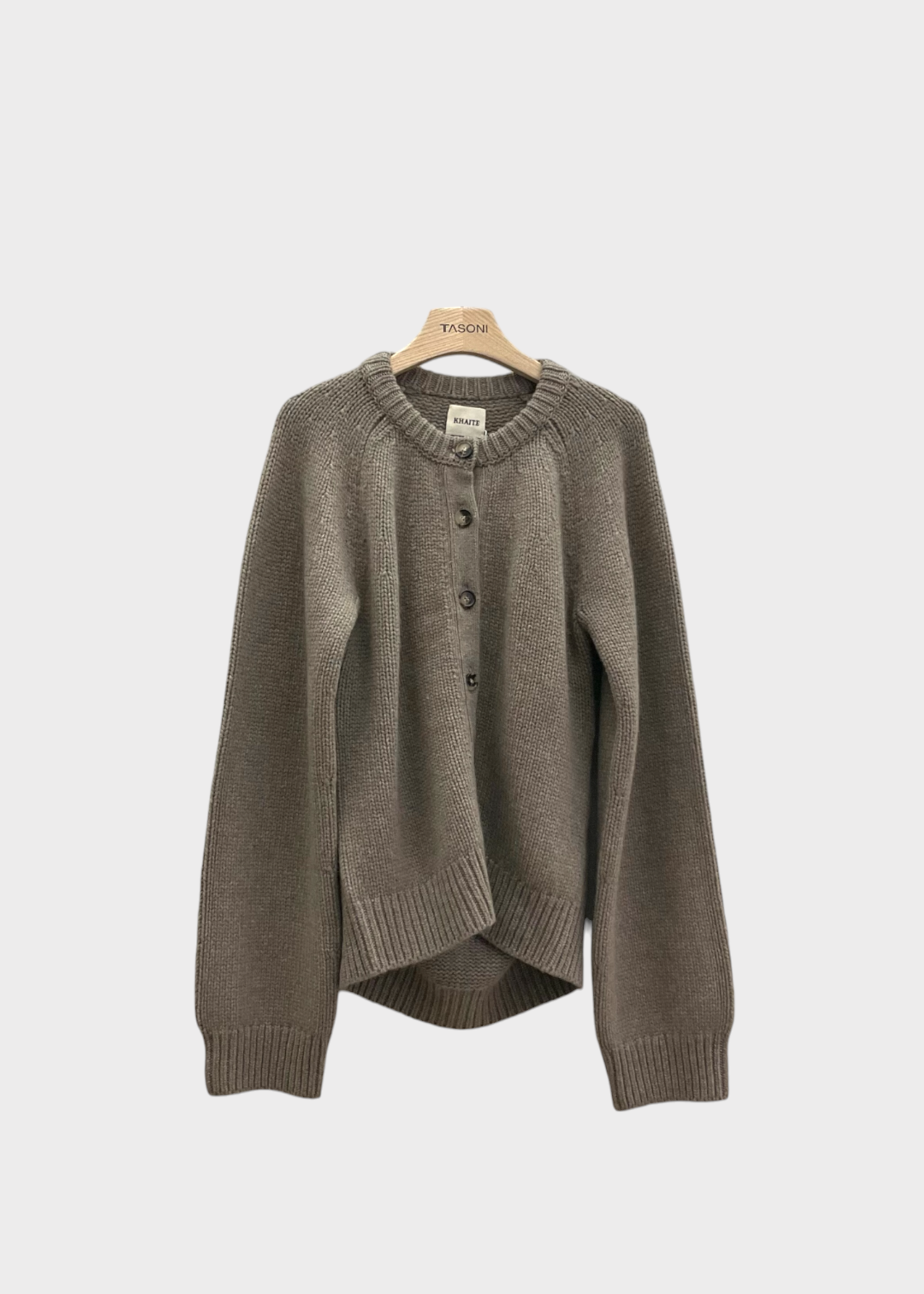 Khaite Khaite Knitwear, Beige, Emili Cashmere Crew Neck Button Up Cardigan In Barley