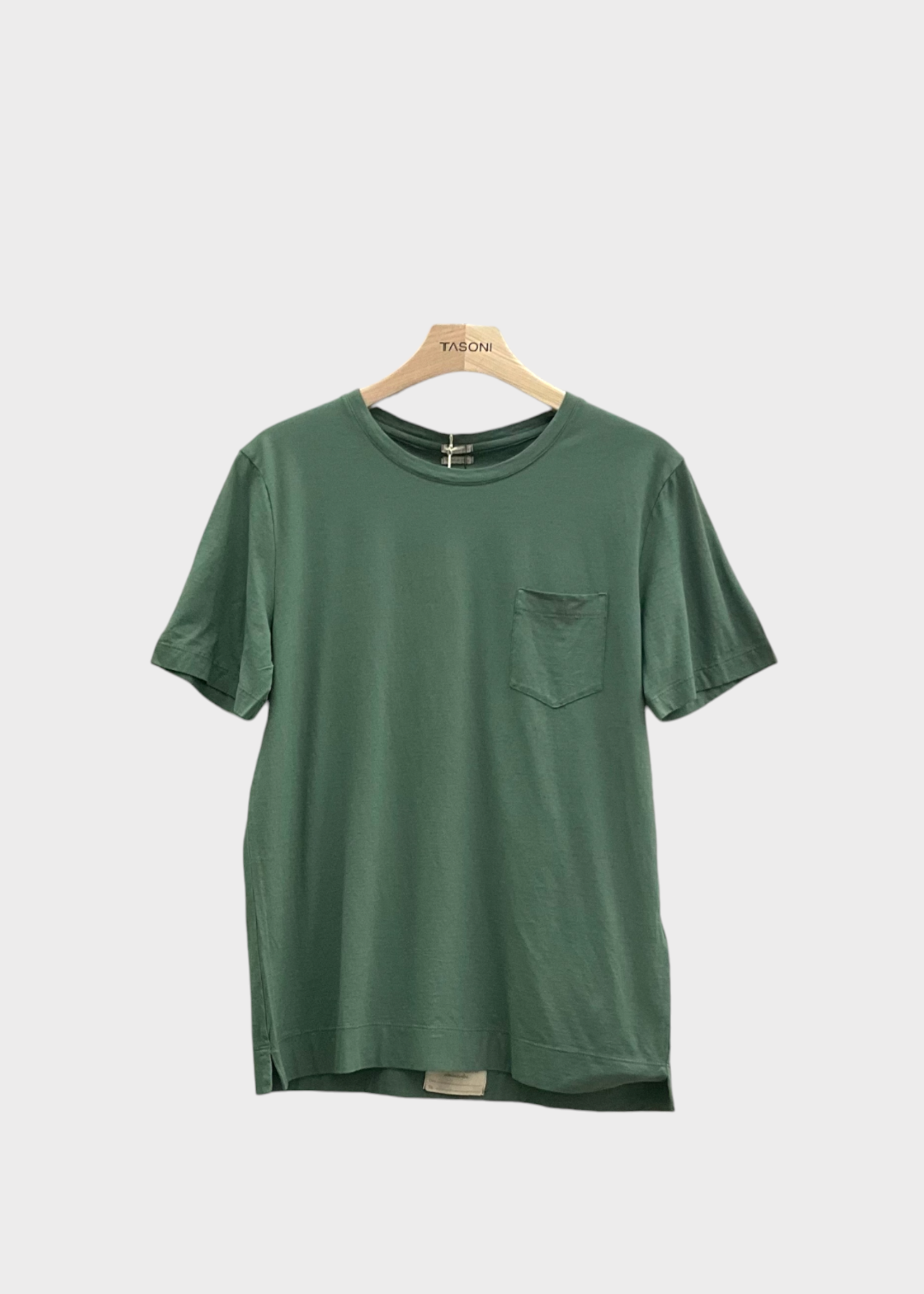 Massimo Alba Massimo Alba T-Shirt, Green, Panarea Cotton Regular Fit Crew Neck T-Shirt In Salvia w/ Chest Pocket