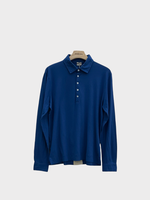 Massimo Alba Massimo Alba Polo, Blue, Ischia Cotton & Cashmere Regular Fit Collared Long Sleeve Polo In Blue Massaua