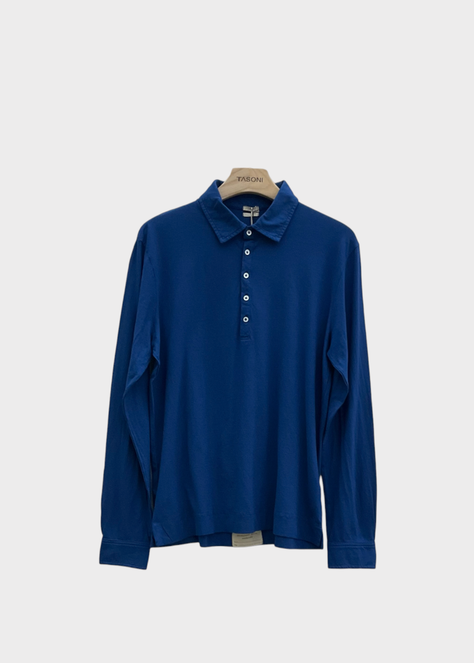 Massimo Alba Massimo Alba Polo, Blue, Ischia Cotton & Cashmere Regular Fit Collared Long Sleeve Polo In Blue Massaua