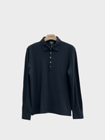 Massimo Alba Massimo Alba Polo, Black, Ischia Cotton & Cashmere Regular Fit Collared Long Sleeve Polo In Nero Lavato