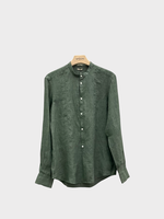 Massimo Alba Massimo Alba Shirt, Green, Kos Linen Stand Up Collar Button Up Shirt In Salvia
