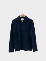 Lisa Yang Lisa Yang Jacket, Navy, Louis Cashmere Collared Button Up Cardigan Jacket In Navy w/ Pockets