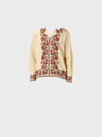 Bode Bode Shirt, Print, Cotton Collared Button Up In Ecru Beige w/ Winter Bouquet Print