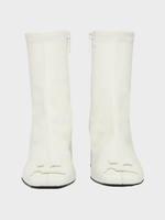 Courreges Courreges Boots, White, Reedition Eco Leather Ankle Boots In Heritage White w/ Logo Patch