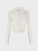 Courreges Courreges Jacket, White, Reedition Vinyl High Neck Jacket In Heritage White w/ Logo Patch