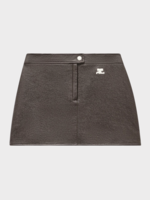 Courreges Courreges Skirt, Brown, Reedition Vinyl Mini Skirt In Chocolate w/ Logo Embroidery