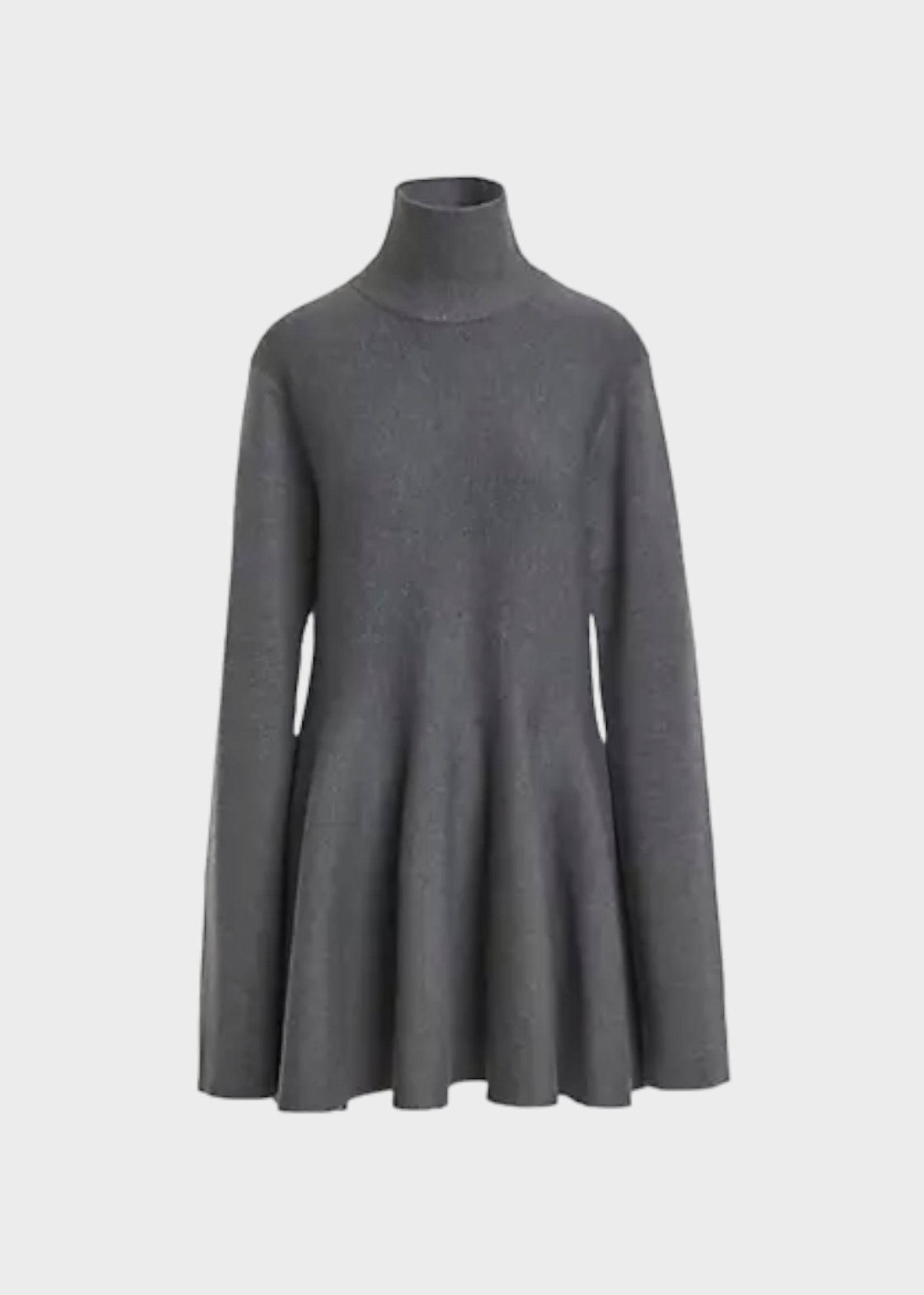 Khaite Khaite Dress, Grey, Clarice Merino Wool High Neck Long Sleeve Mini Dress In Sterling