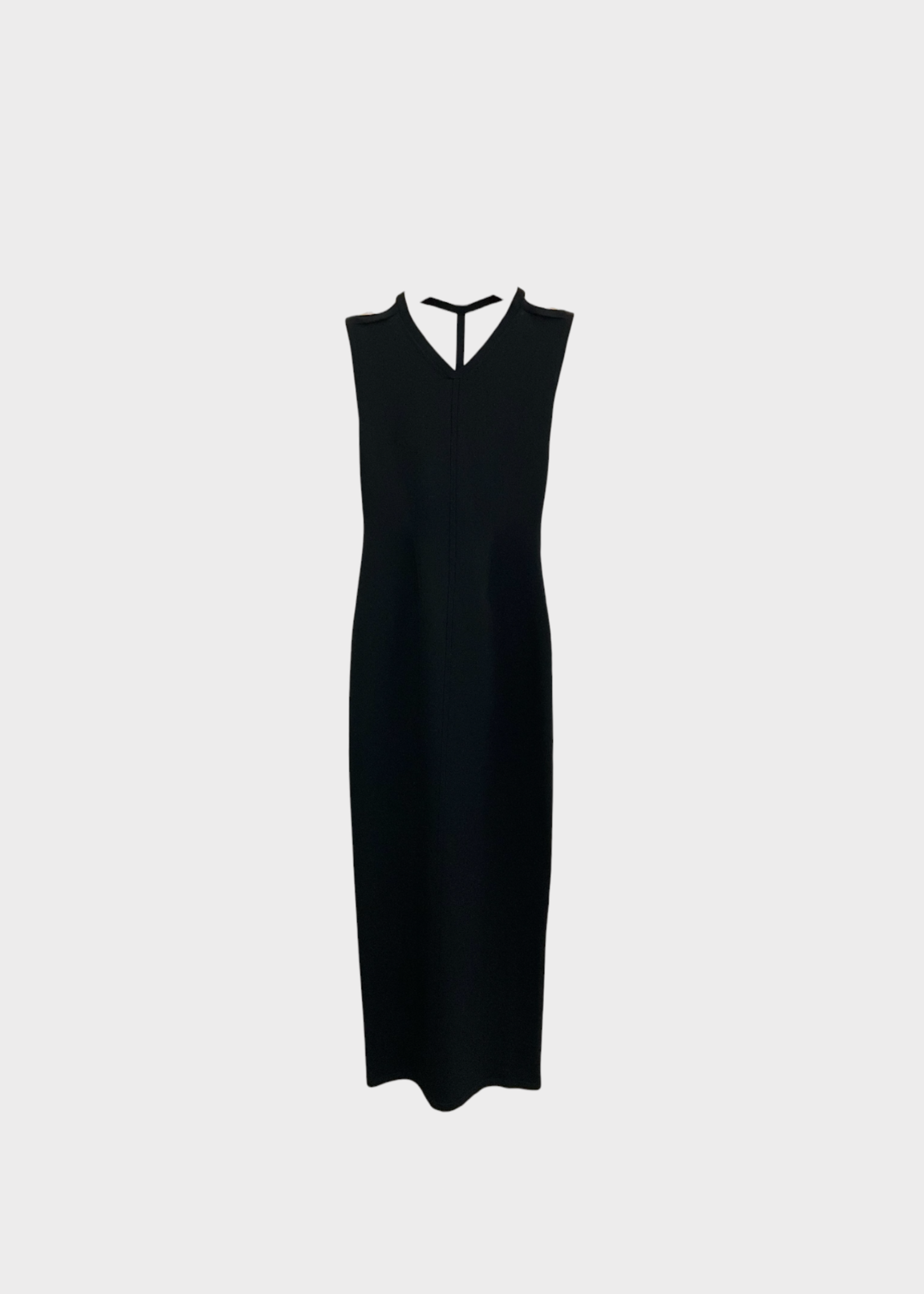 Khaite Khaite Dress, Black, Teri V-Neck Sleeveless Stretch Dress