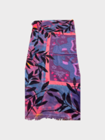 Dianora Salviati Dianora Salviati Scarf, Multi, Silk & Cashmere Hand Painted in Purple & Pink w/ Jaguar Vintage Hermes Print