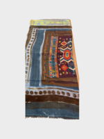 Dianora Salviati Dianora Salviati Scarf, Multi, Silk & Cashmere Hand Painted in Brown w/ Geometric Pattern Vintage Hermes Print