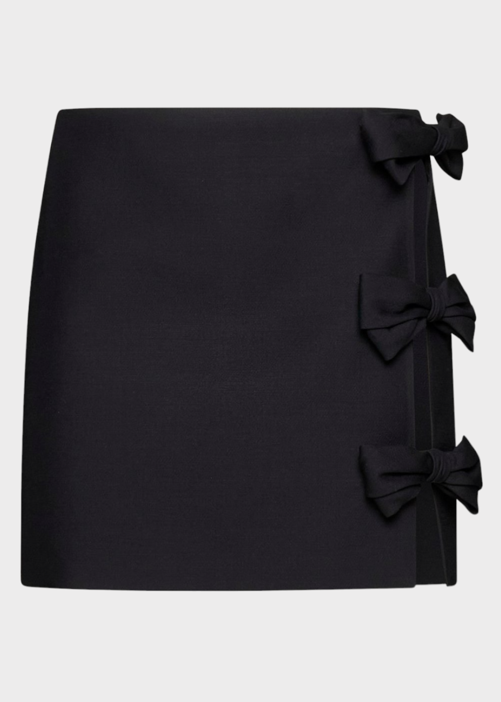 Valentino Valentino Skirt, Black, Wool & Silk Crepe Couture Cut Out Mini Skirt w/ Side Bows