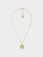 Goossens Goossens Necklace, Gold, 24K Gold Plated Brass Mini Talisman Necklace w/ Turquoise Virgo Medal Pendant