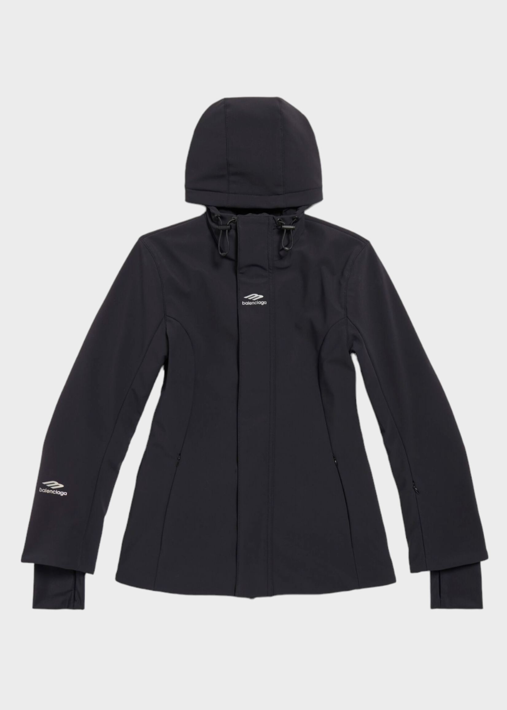 Balenciaga Balenciaga Jacket, Black, High Neck Hooded 3B Sports Icon Hourglass Ski Jacket Parka