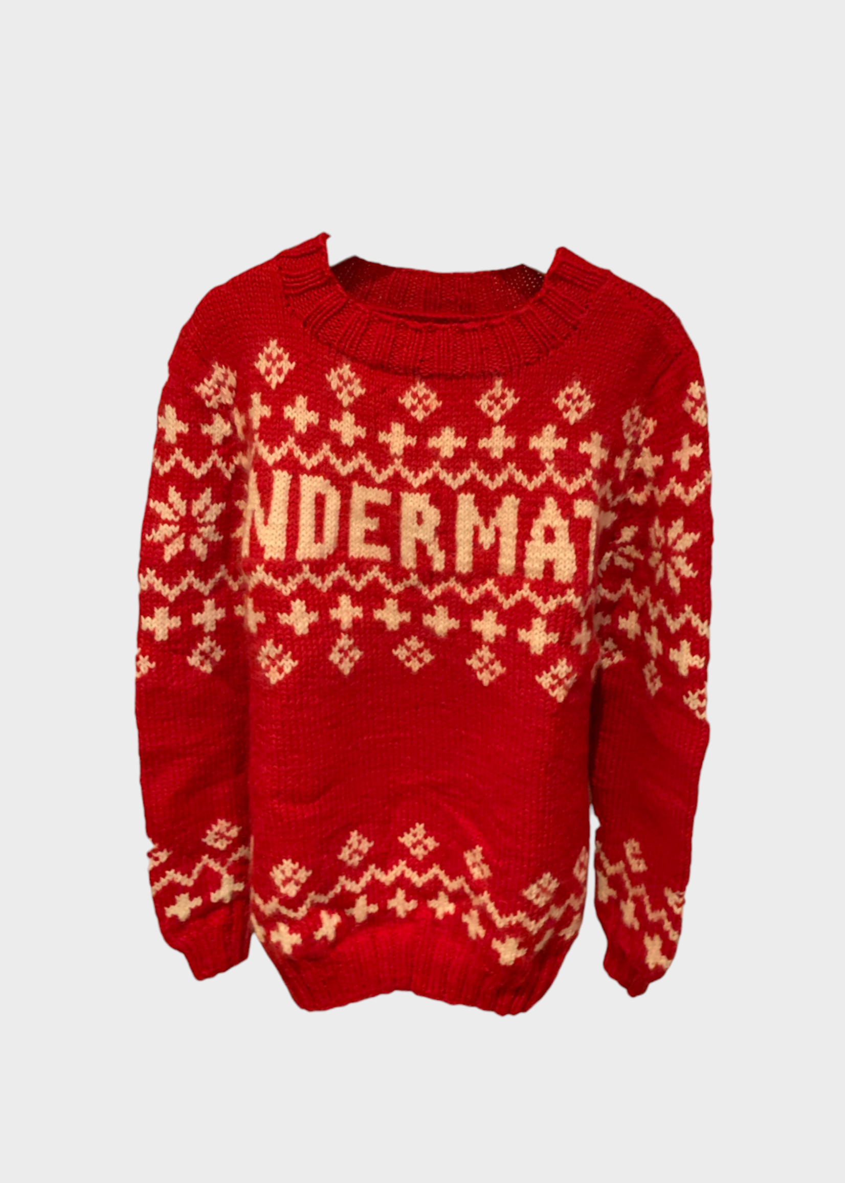 Michaela Buerger Michaela Buerger Knitwear, Multi, Wool Hand Knitted Ski Jumper In Red & White w/ Andermatt Print x TASONI Exclusive