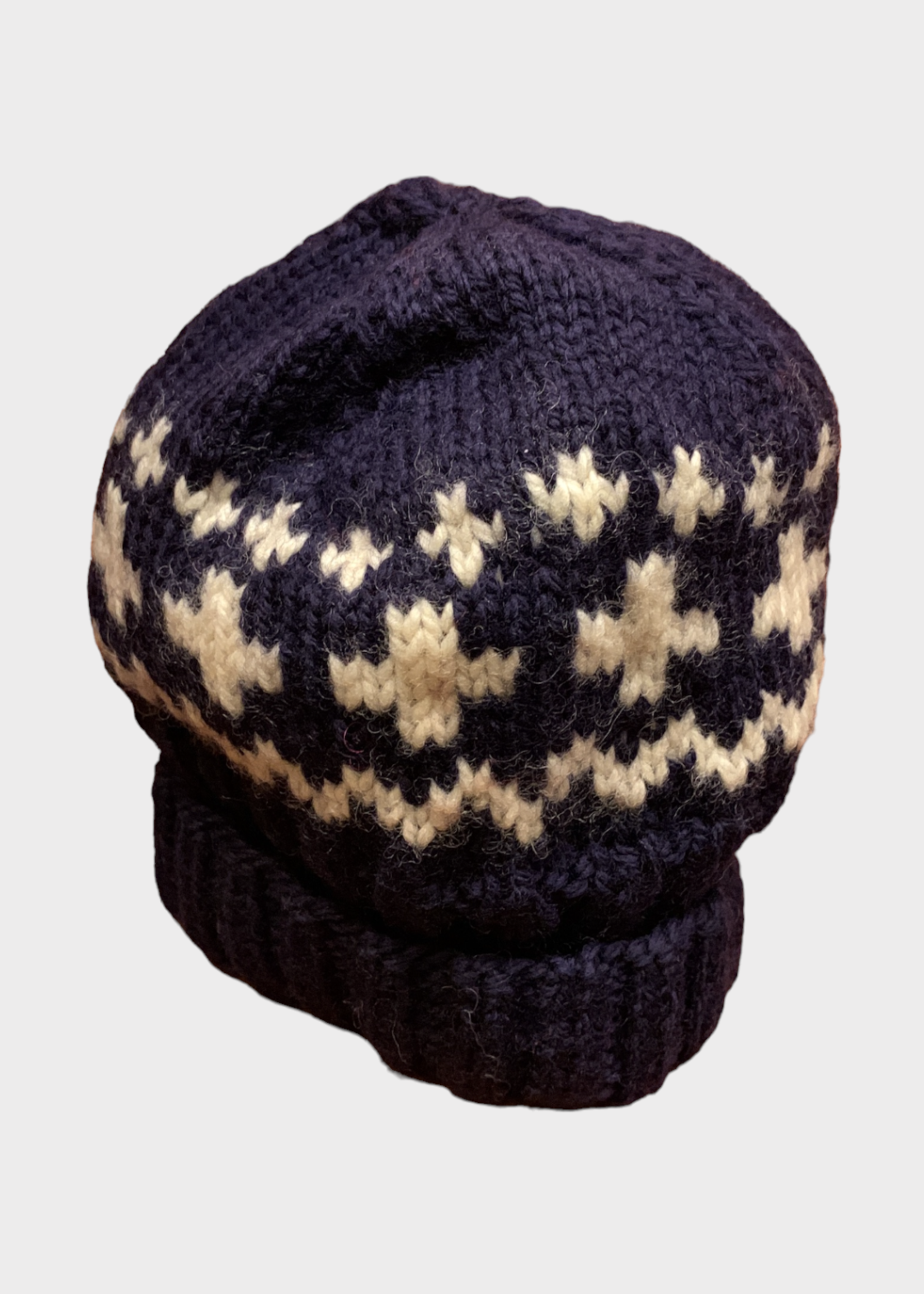 Michaela Buerger Michaela Buerger Hat, Multi, Wool Hand Knitted Beanie In Navy Blue & White w/ Andermatt x TASONI Exclusive