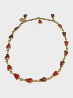 Goossens Goossens Necklace, Multi, Collier Petals 24K Gold Pleated Multicolour in Red Red Ruby indien
