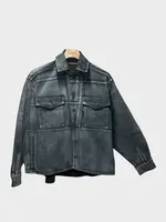 Ottolinger Ottolinger Shirt, Black, Cotton Denim Oversized Collared Button Up Shirt In Black & White Paint