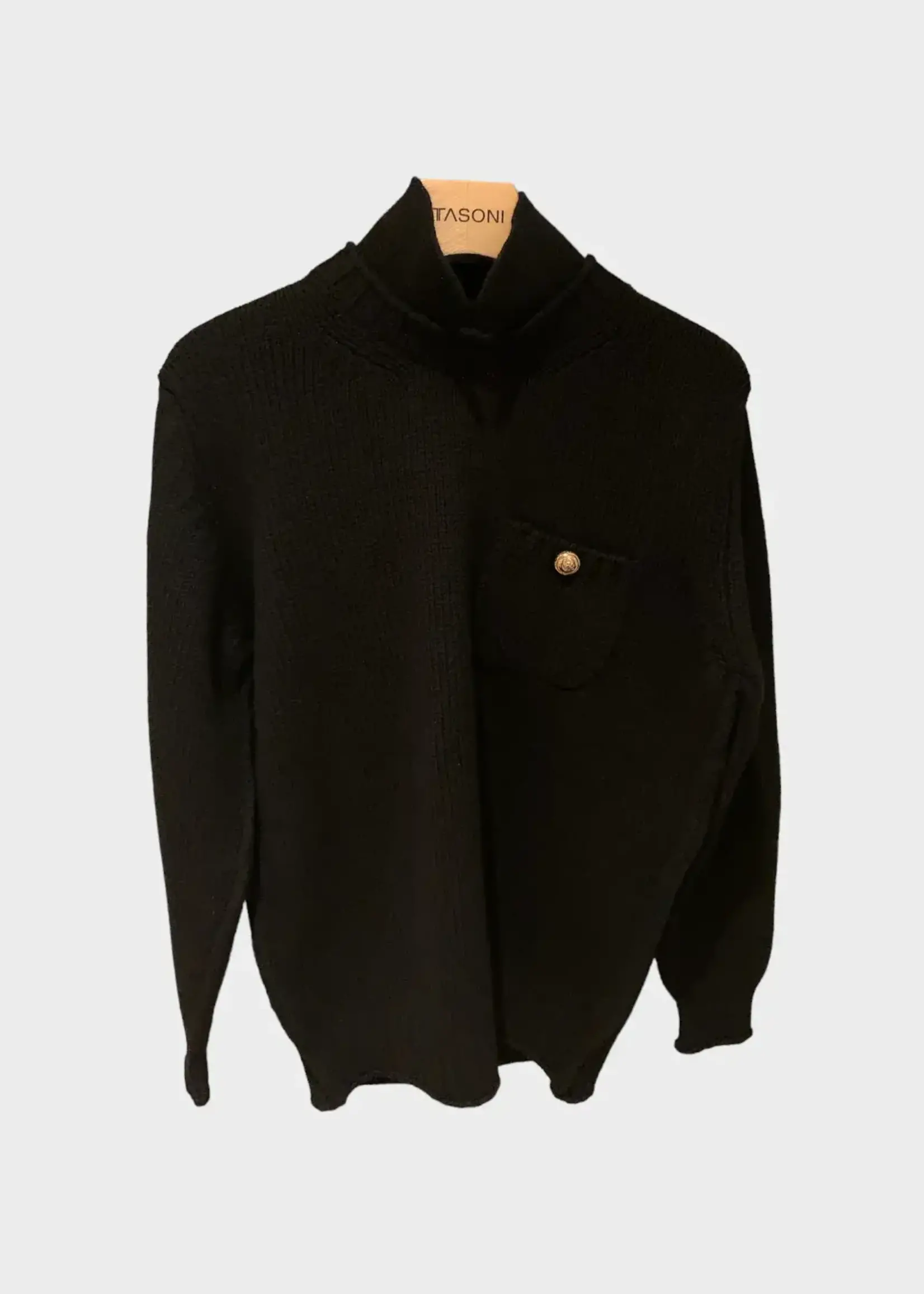 Barrie Barrie Knitwear, Navy, Barrie x Sofia Coppola Cashmere Collared Pullover In Barrie Dark Navy w/ Chest Pocket