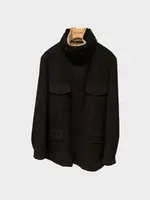 Loro Piana Loro Piana Jacket, Navy, Traveller Woven Cashmere High Neck Multiple Pockets Zip Up Jacket in Blue Navy