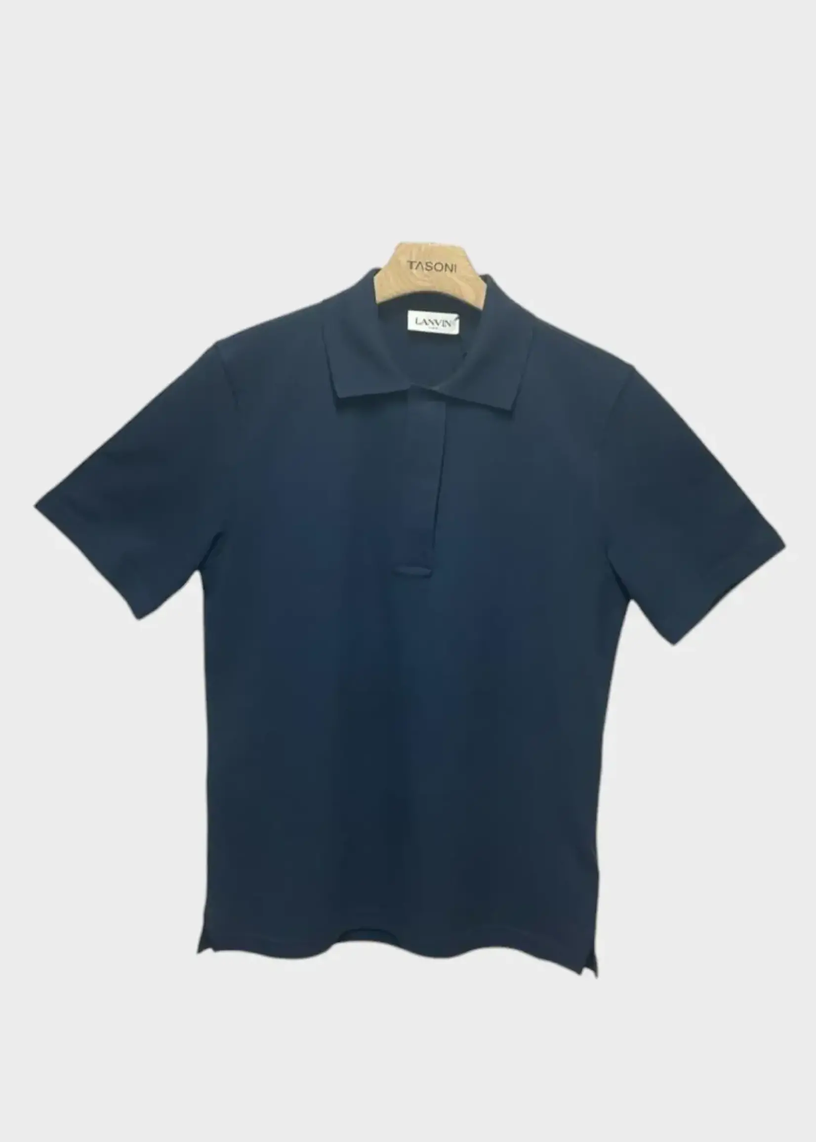 Lanvin Lanvin Polo, Navy, Cotton Collared Polo Short Sleeve Shirt In Thunder