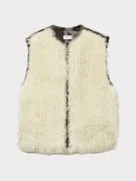Emilio Pucci Emilio Pucci Coat, White, Faux Fur Crew Neck Sleeveless Zipped Up Gilet in Silk White