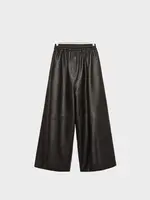Loewe Loewe Trousers, Black, Nappa Lambskin Elasticated Waist Wide Leg Cropped Trousers
