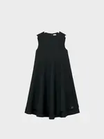 Loewe Loewe Dress, Black, Silk & Wool Crew Neck Sleeveless Double Layer Pleated Short Dress