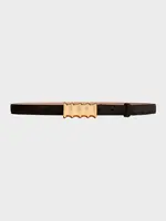 Khaite Khaite Belt, Black, Julius Suede Calfskin Small Belt In Black w/ Gold Buckle