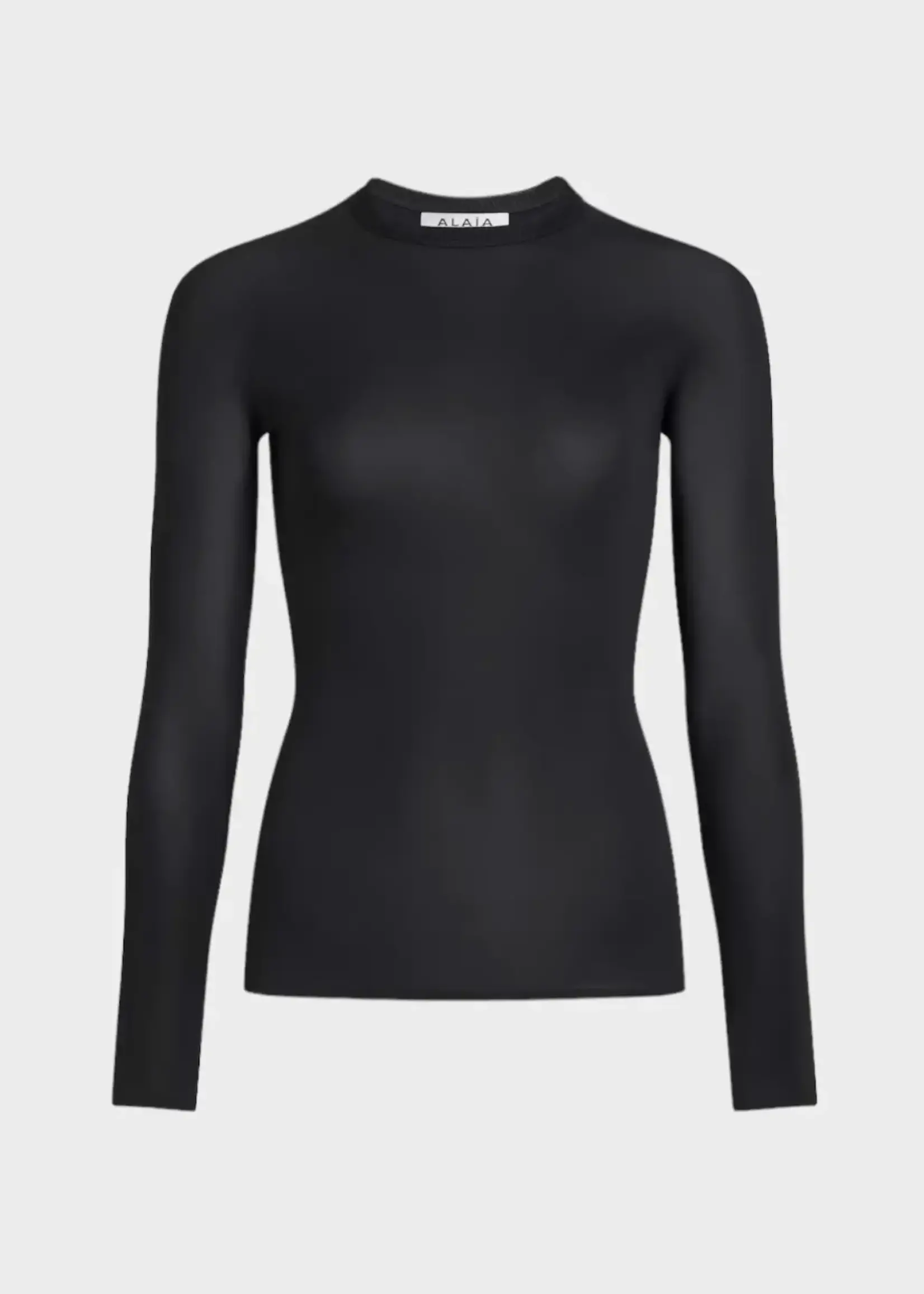 Alaia Alaia Top, Black, Crew Neck Long Sleeve Jersey Top
