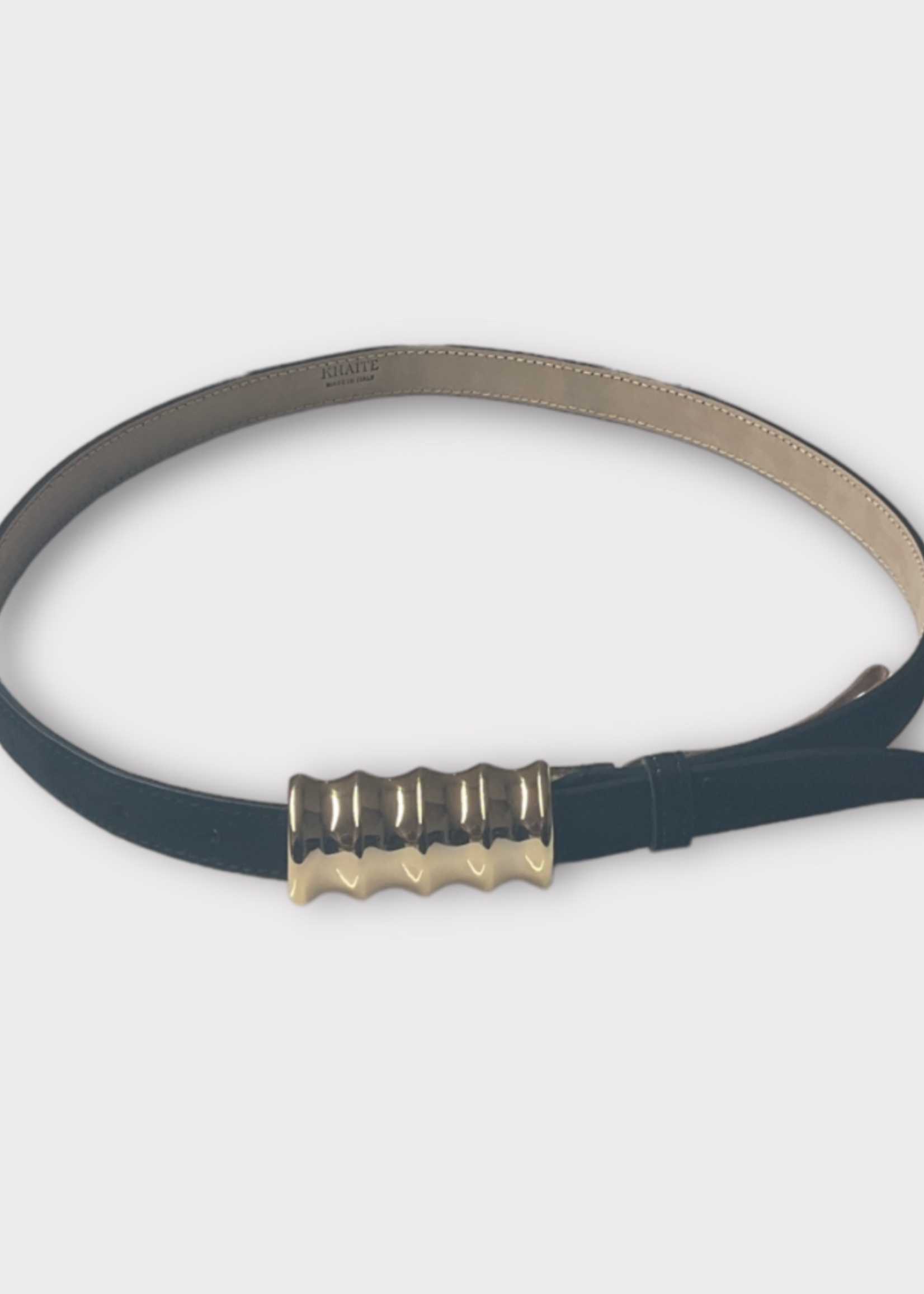 Khaite Khaite Belt, Black, Julius Suede Calfskin Small Belt In Black w/ Gold Buckle