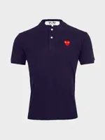 Comme des Garcons Play Comme des Garcons Play Polo, Navy, Unisex Cotton Polo w/ Red Heart Patch