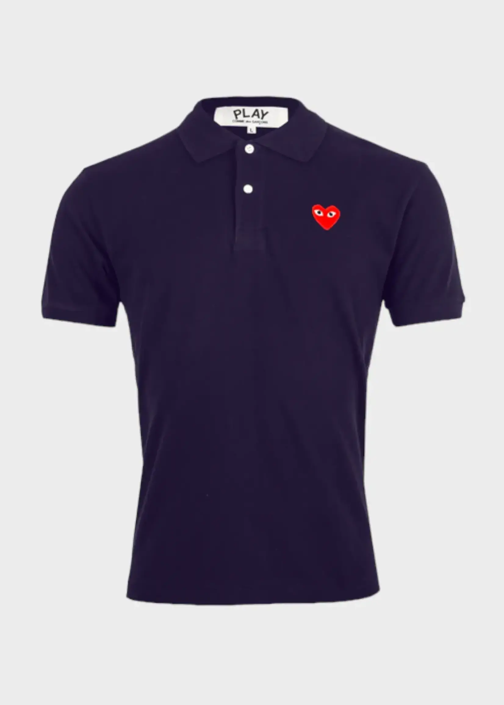 Comme des Garcons Play Comme des Garcons Play Polo, Navy, Unisex Cotton Polo w/ Red Heart Patch