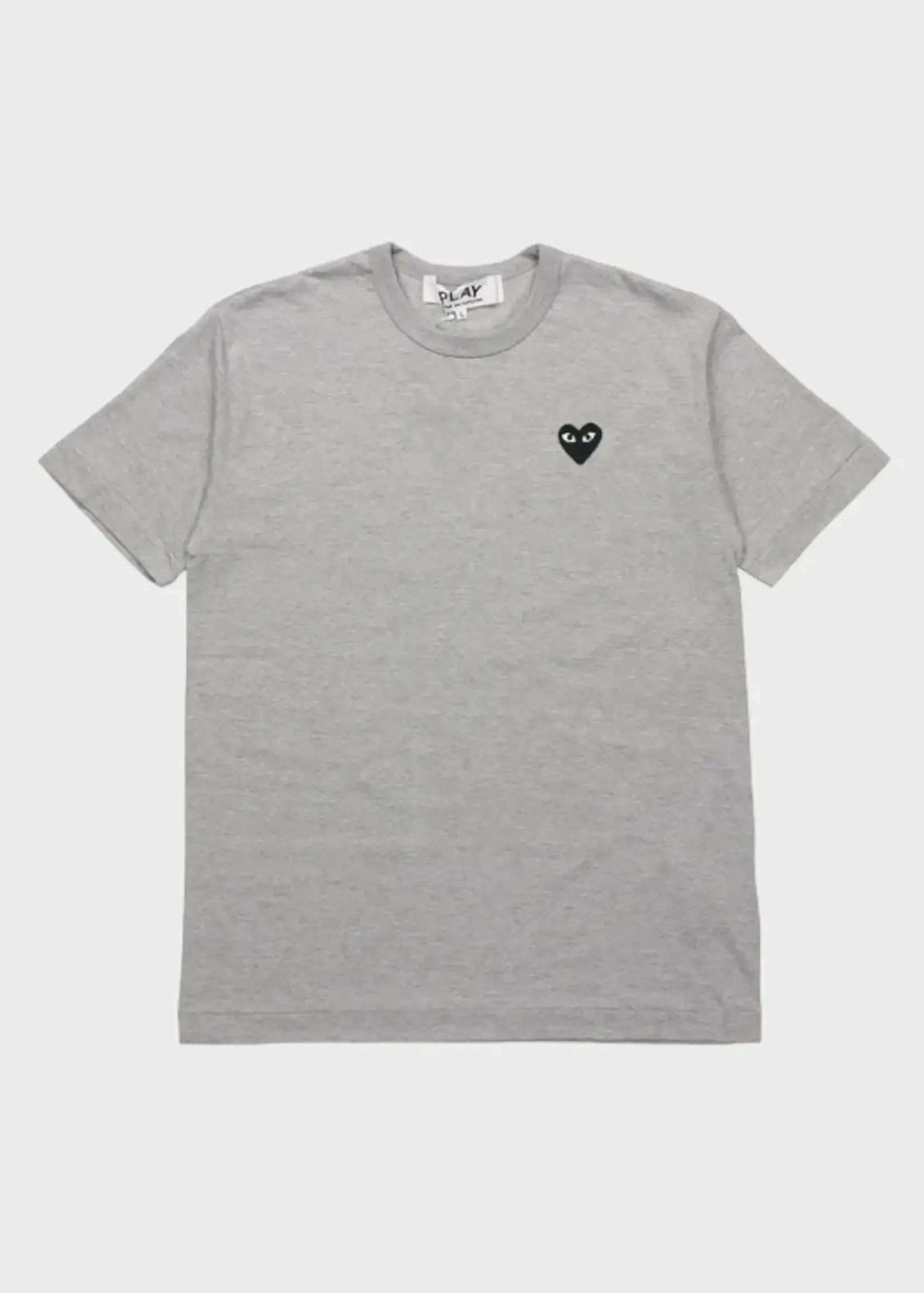 Comme des Garcons Play Comme des Garcons Play T-Shirt, Grey, Unisex Cotton Crew Neck Short Sleeve T-Shirt w/ Black Heart Patch