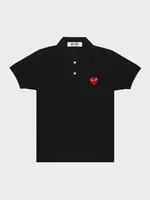Comme des Garcons Play Comme des Garcons Play Polo, Black, Unisex Cotton Polo w/ Red Heart Patch