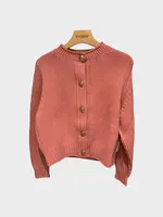Barrie Barrie Knitwear, Pink, Cashmere Crew Neck Button Up Cardigan In Eilean