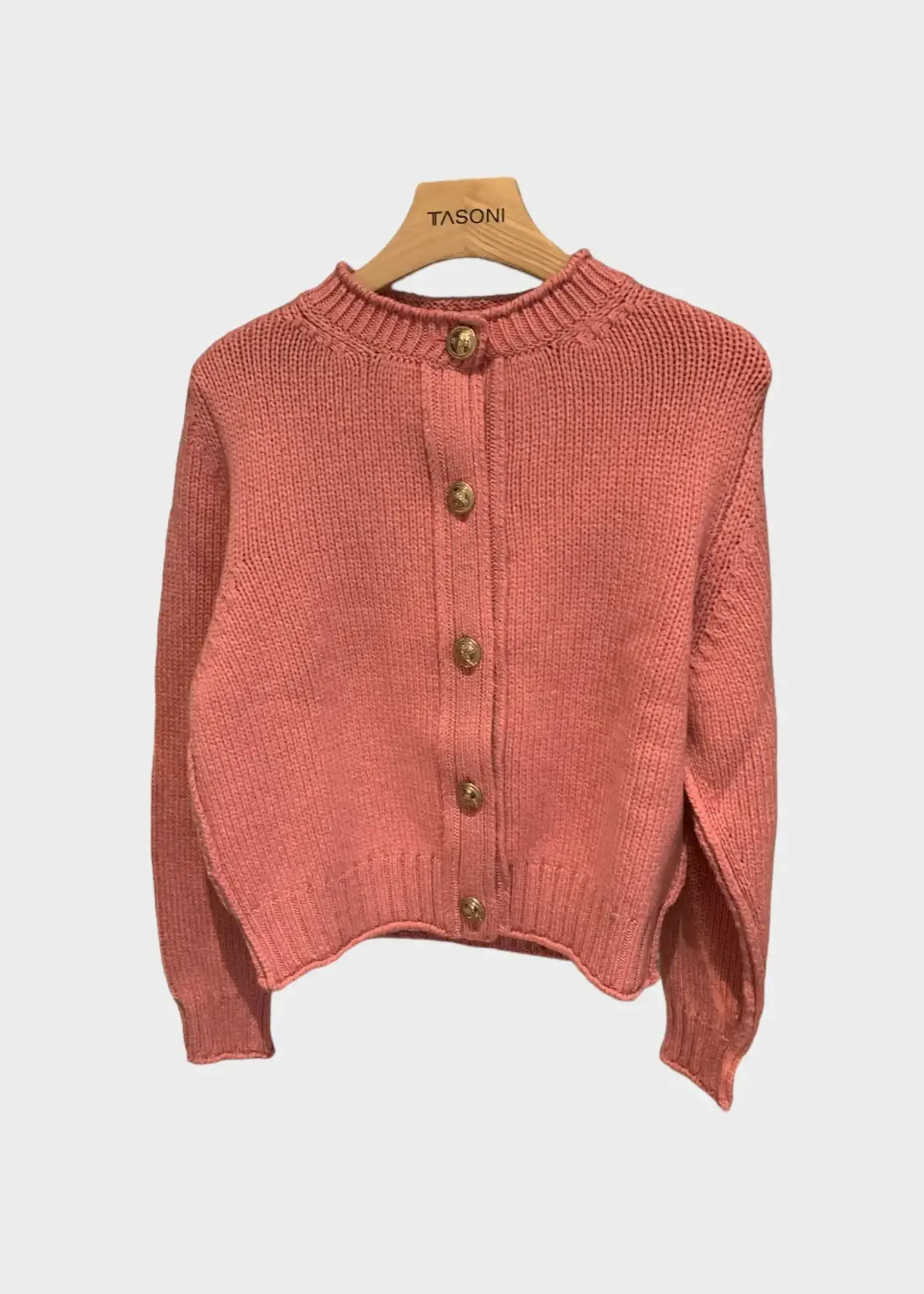 Barrie Barrie Knitwear, Pink, Cashmere Crew Neck Button Up Cardigan In Eilean