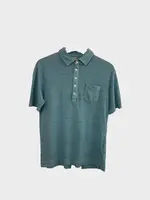 Massimo Alba Massimo Alba Polo, Blue, Linen Collared Short Sleeve Button Up T-Shirt in Light Blue w/ Chest Pocket